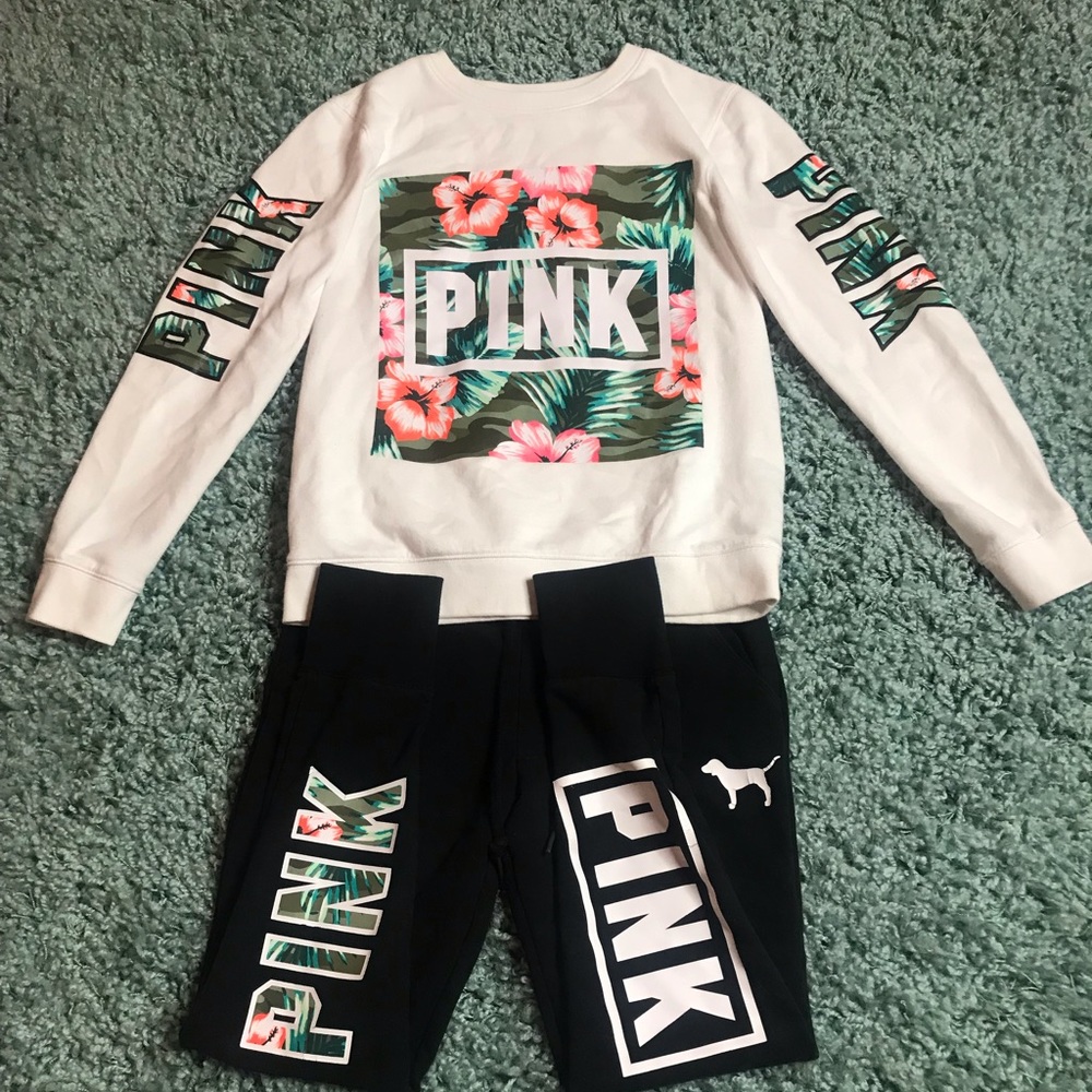 VS Pink Joggers and Sweatshirt Matching Set